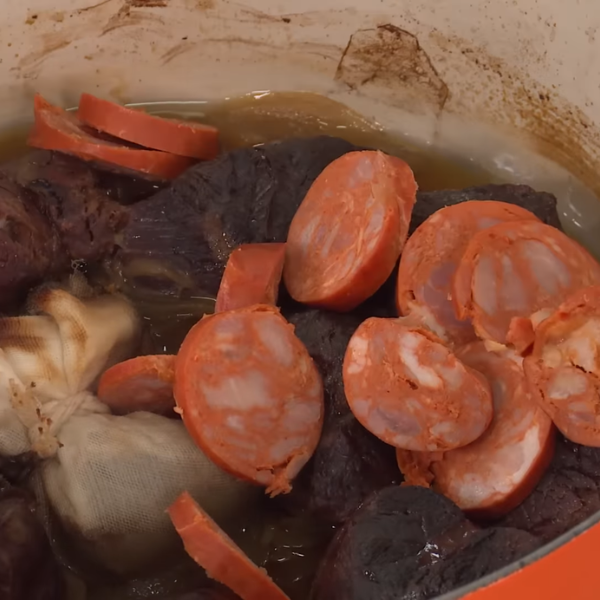 A traditional serving of Portuguese Beef Stew (Alcatra) from Terceira